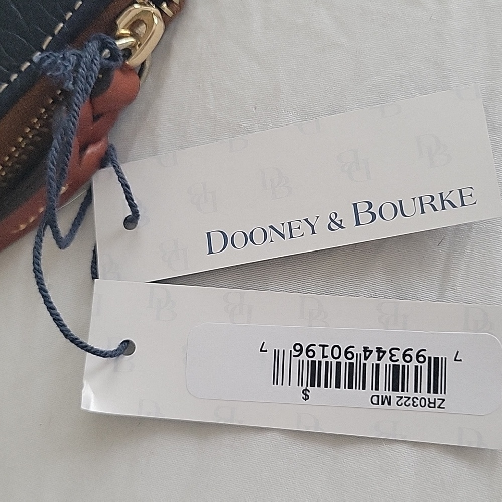 Dooney & Bourke Pebble Grain Zip Around Credit Card Case Dark Blue Leather . NWT - Picture 3 of 9